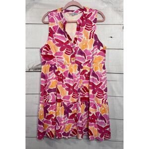 Baltic Born Size LG Sleeveless Dress Pink Orange White Classy Preppy